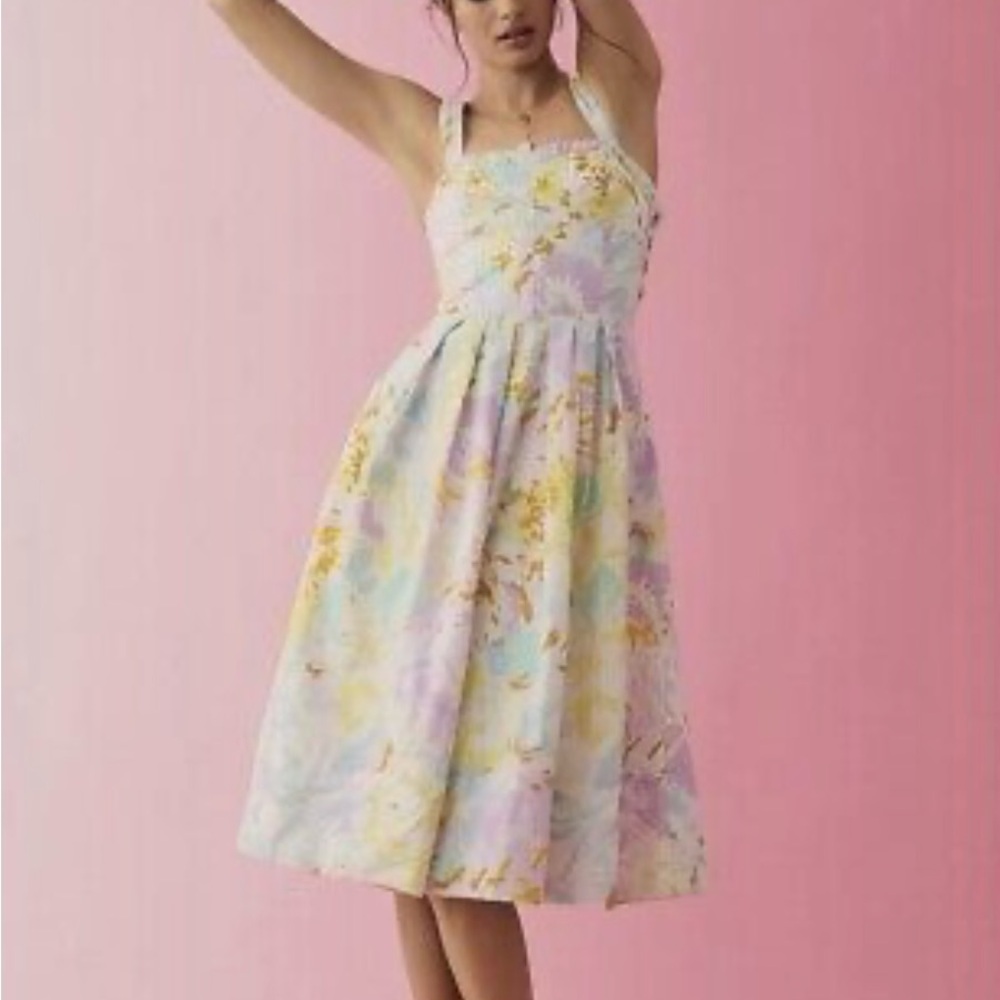 Anthropologie Maeve Sleeveless Sweetheart Corset A-Line Midi Dress 2X